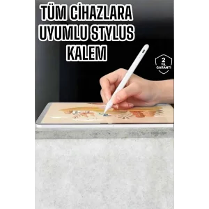 Dokunmatik Kalem Beyaz Şarjlı Yedek Uçlu Android ve İOS Uyumlu