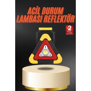 Işıklı İkaz Lambası Reflektör Şarjlı Işıklı Üçgen LED Acil Durum Feneri