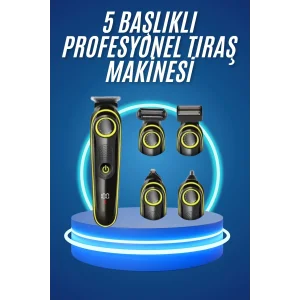 5 Başlıklı Şarjlı Tıraş Makinesi Kablosuz Saç Sakal Burun Tıraşına Uygun