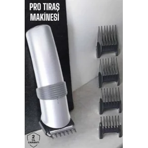 4 Taraklı Profesyonel Şarjlı Saç ve Sakal Kesme Tıraş Makinesi Seti