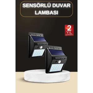 Bahçe Aydınlatma Sensörlü Güneş Enerjili Duvar Lambası 40 Led Işık