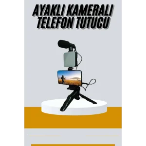 Tripod Telefon Tutucu Kumandalı Mikrofon Led Işık Vlog Video Kayıt
