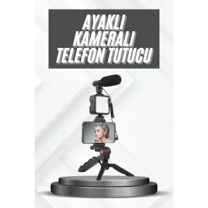 Telefon Tutucu Mikrofonlu Işıklı Youtuber Video Kayıt
