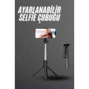 Selfie Çubuğu Tripod Bluetooth Kumandalı Selfie Çubuğu Telefon Tutucu