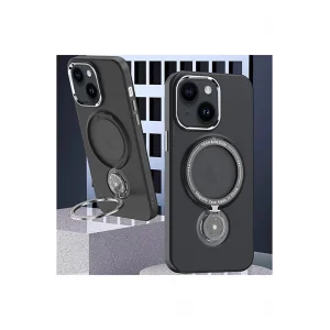 ALLY iPhone 14 İçin Magsafe Uyumlu Standlı Manyetik Silikon Kılıf-(5775)