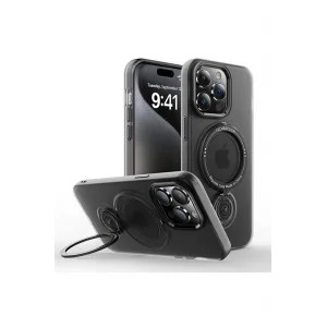 ALLY iPhone 14 Pro İçin Magsafe Uyumlu Standlı Manyetik Silikon Kılıf-(5775)