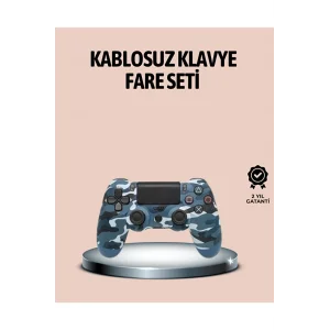 Bluetooth Kablosuz PS4 Gamepad Çift Motorlu Siyah Controller