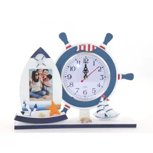 Ahşap Marin Dümenli Çerçeveli Saat Model 2