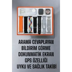 Akıllı Saat 7 Kordonlu Metal,Plastik Ve Hasır Kordon Seçeneği