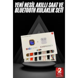 Akıllı Saat ve Air Pro Kulaklık 7 Kordonlu Çok Fonksiyonlu İkili Set
