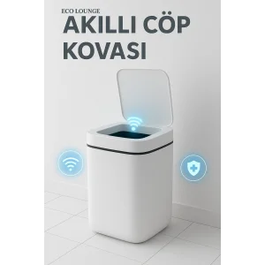 Akıllı Sensörlü Antibakteriyel Çöp Kovası 20 Litre Çöp Kutusu, Çöp Torbası Uyumlu Kapak
