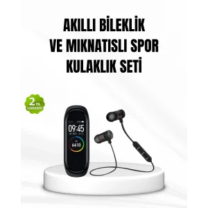 Akıllı Spor Bilekliği ve Gürültü Önleyici Bluetooth Kulaklık Seti