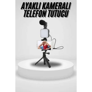 Akıllı Telefon Vlog Kiti Tripod Mini Mikrofonlu Telefon Tutucu
