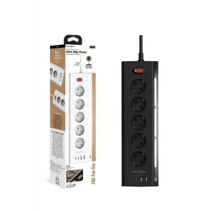 Akım Korumalı 5’li Priz 2xusb 2xtype-c Çıkış Dokunmatik Işıklı Akım Koruma Çoklu Priz Çoğaltıcı Siyah