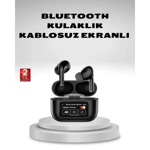 Aktif Gürültü Engelleme (ANC) Kablosuz Bluetooth Kulaklık – Dijital Ekranlı, Dokunmatik ve Uzun Pil Ömürlü
