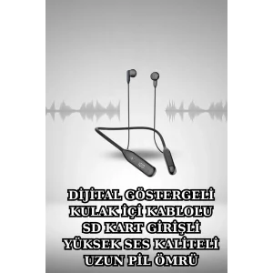 Alarm ve Titreşim Özellikli Akıllı Saat ve Mikrofonlu Kablolu Bluetooth Kulaklık 60 Saat