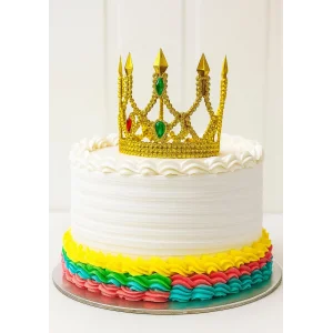 Altın Işıltılı İnce Pasta Üstü Taç Plastik