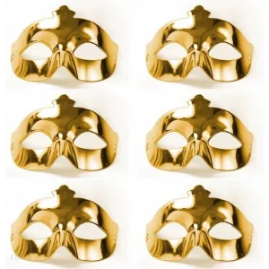 Altın Metalize Renk Düz Balo Parti Maskesi