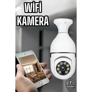 Ampul Görünümlü Güvenlik Kamerası Duylu Wifi Kamerası Dönebilen