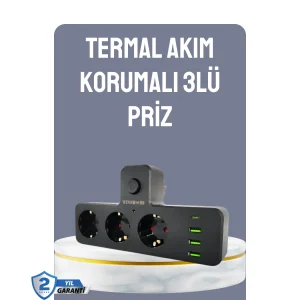 Anahtarlı Çoklu Priz 3 USB 1 Type-C Hızlı Şarj Destekli