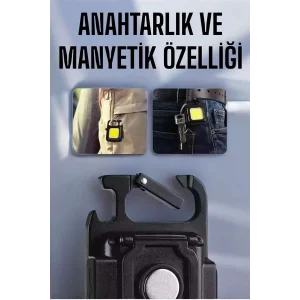 Anahtarlık Çok Amaçlı Mıknatıslı Taşınabilir Işık Led Şarjlı