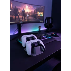 Antrasit İkili Gamepad Tutucu 7x18 cm Masa ve Raf Düzeni