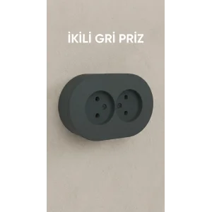 Antrasit Renkli Sıva Üstü İkili Topraklı Elektrik Prizi