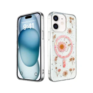 Apple İphone 12 Kılıf Daisy Simli Magsafe Kapak - Pembe