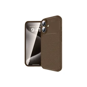 Apple İphone 16 Kılıf Auto Focus Karbon Kapak - Kahverengi