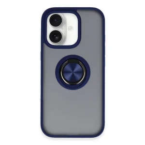 Apple İphone 16 Kılıf Montreal Yüzüklü Silikon Kapak - Lacivert