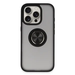 Apple İphone 16 Pro Kılıf Montreal Yüzüklü Silikon Kapak - Siyah