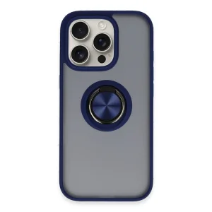 Apple İphone 16 Pro Max Kılıf Montreal Yüzüklü Silikon Kapak - Lacivert