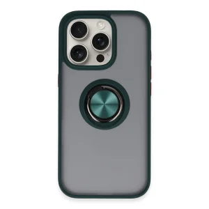 Apple İphone 16 Pro Max Kılıf Montreal Yüzüklü Silikon Kapak - Yeşil