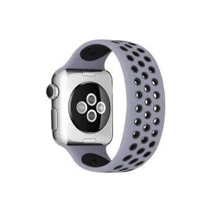 Apple Watch 38mm Ayarlı Delikli Silikon Kordon (saat Değildir) - Gri-siyah