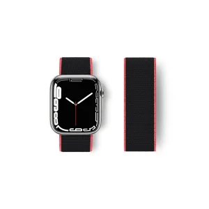 Apple Watch 38mm Hasırlı Cırtcırtlı Kordon (saat Değildir) - Pembe-siyah
