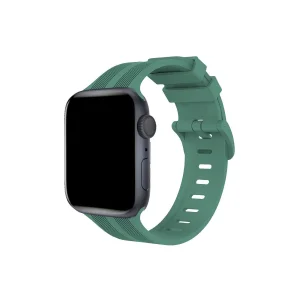 Apple Watch 38mm Kr408 Çizgili Silikon Kordon - Yeşil