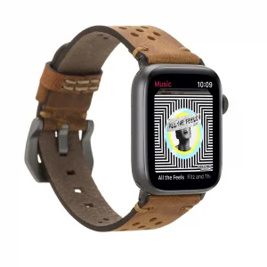Apple Watch Uyumlu Deri Kordon Vigo 42-44-45mm G19 Taba