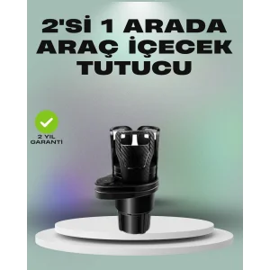 Araba Çift Bardak Tutucu 360° Dönebilen İkisi Bir Arada Ayarlanabilir