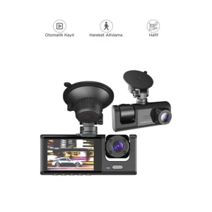 Araç İçi 1080p 3 Kameralı Lcd Ekranlı Gece Görüşlü , G-sensör , Geri Görüş Kamera