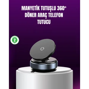 Araç İçi Manyetik Telefon Tutucu 360° Döner Vakumlu Stand