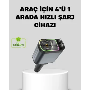 Araç Şarj Cihazı 66W 4 Portlu Hızlı Şarj ve LED Işıklı