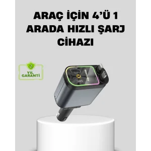 Araç Şarj Cihazı 66W 4 Portlu Hızlı Şarj ve LED Işıklı