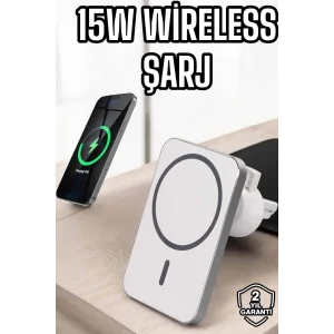 araç uyumlu Kablosuz 15W Taşınabilir Şarj Aleti Çift Kablo