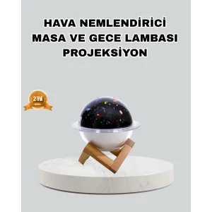 Aromaterapili USB Hava Nemlendirici – Projeksiyon Işıklı, Sessiz ve Şık Tasarım