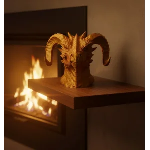 Asil Tasarım Gold–Red Ejderha Heykeli Hediyelik Fantastik Dekor