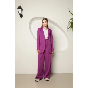 Atlas Kumaş Kadın Oversize Ceket-Mor