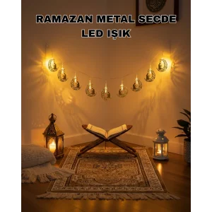 Ay ve Secde Tasarımlı Sıcak Beyaz LED Ramazan Işığı