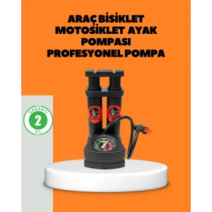 Ayaklı Bisiklet Pompası Basınç Göstergeli Çok Amaçlı