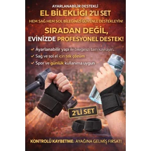 Ayarlanabilir Destekli El Bilekliği 2’li Set – Kadın & Erkek Sağ–Sol Uyumlu Spor ve Günlük Kullanım