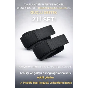 Ayarlanabilir Profesyonel Dirsek Bandı 2’li Set – Tenisçi & Golfçü Dirseği İçin Güçlü Destek